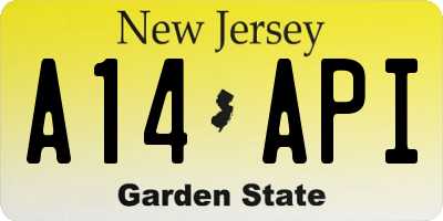 NJ license plate A14API