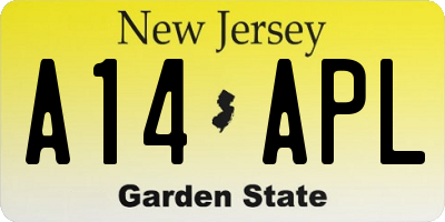 NJ license plate A14APL