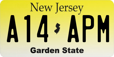 NJ license plate A14APM