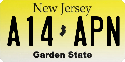 NJ license plate A14APN