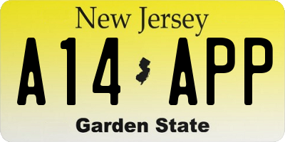 NJ license plate A14APP