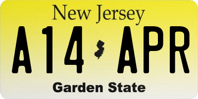 NJ license plate A14APR