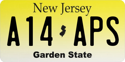 NJ license plate A14APS