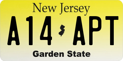NJ license plate A14APT