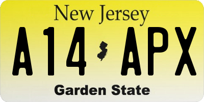 NJ license plate A14APX