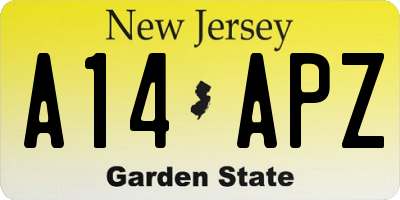 NJ license plate A14APZ