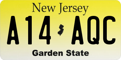 NJ license plate A14AQC