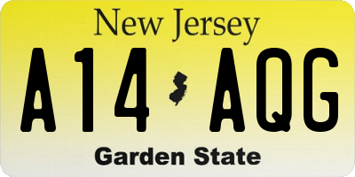 NJ license plate A14AQG