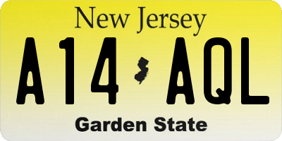 NJ license plate A14AQL