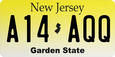 NJ license plate A14AQQ