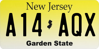 NJ license plate A14AQX
