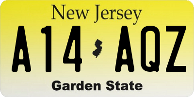 NJ license plate A14AQZ