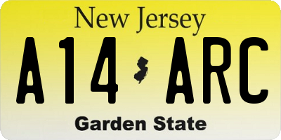 NJ license plate A14ARC