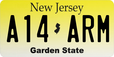 NJ license plate A14ARM