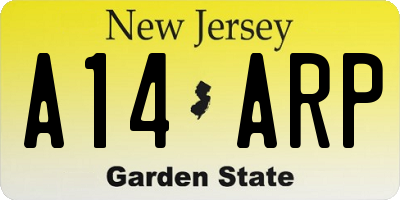 NJ license plate A14ARP