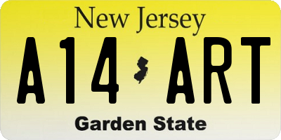 NJ license plate A14ART