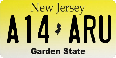NJ license plate A14ARU