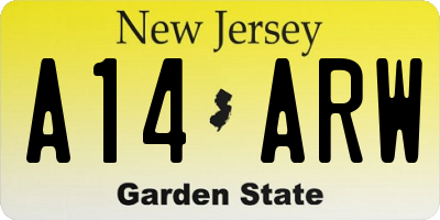 NJ license plate A14ARW