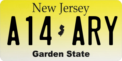 NJ license plate A14ARY