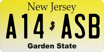 NJ license plate A14ASB
