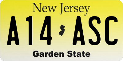 NJ license plate A14ASC