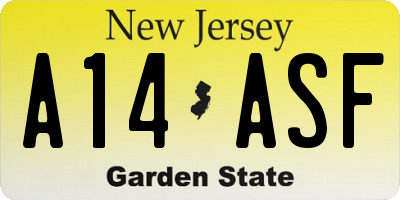 NJ license plate A14ASF