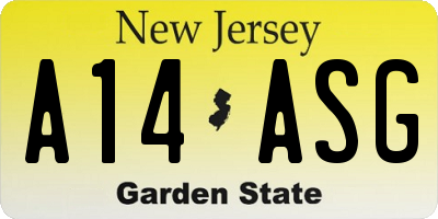 NJ license plate A14ASG