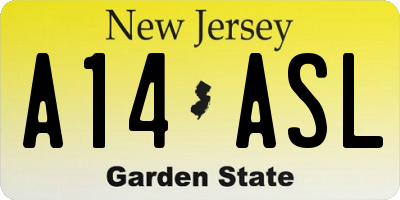NJ license plate A14ASL