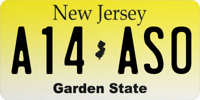 NJ license plate A14ASO