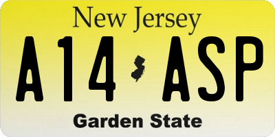 NJ license plate A14ASP