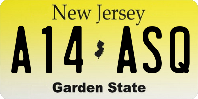 NJ license plate A14ASQ