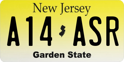 NJ license plate A14ASR