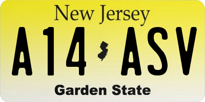 NJ license plate A14ASV