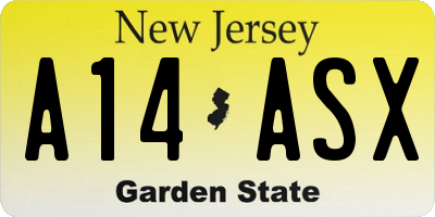 NJ license plate A14ASX