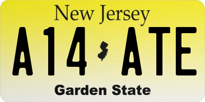 NJ license plate A14ATE