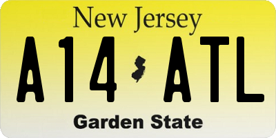 NJ license plate A14ATL
