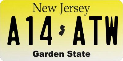 NJ license plate A14ATW