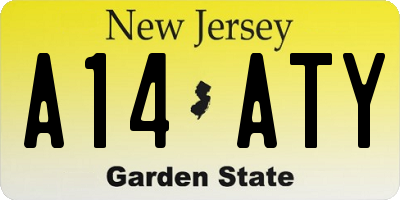 NJ license plate A14ATY