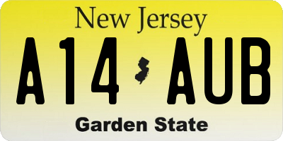 NJ license plate A14AUB