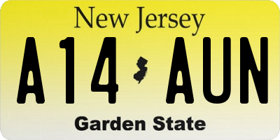 NJ license plate A14AUN
