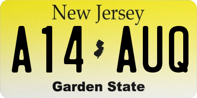 NJ license plate A14AUQ