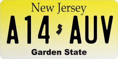 NJ license plate A14AUV