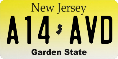 NJ license plate A14AVD