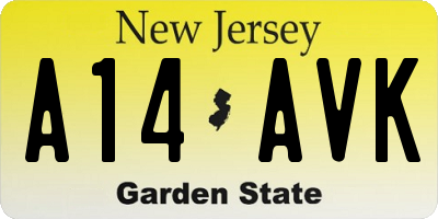 NJ license plate A14AVK