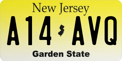 NJ license plate A14AVQ