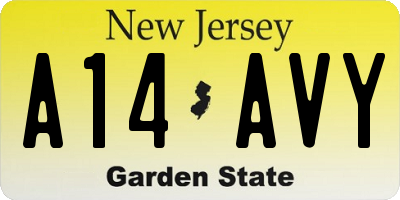 NJ license plate A14AVY