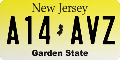 NJ license plate A14AVZ