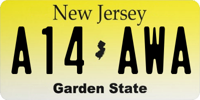 NJ license plate A14AWA
