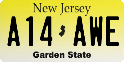 NJ license plate A14AWE