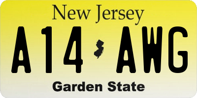 NJ license plate A14AWG